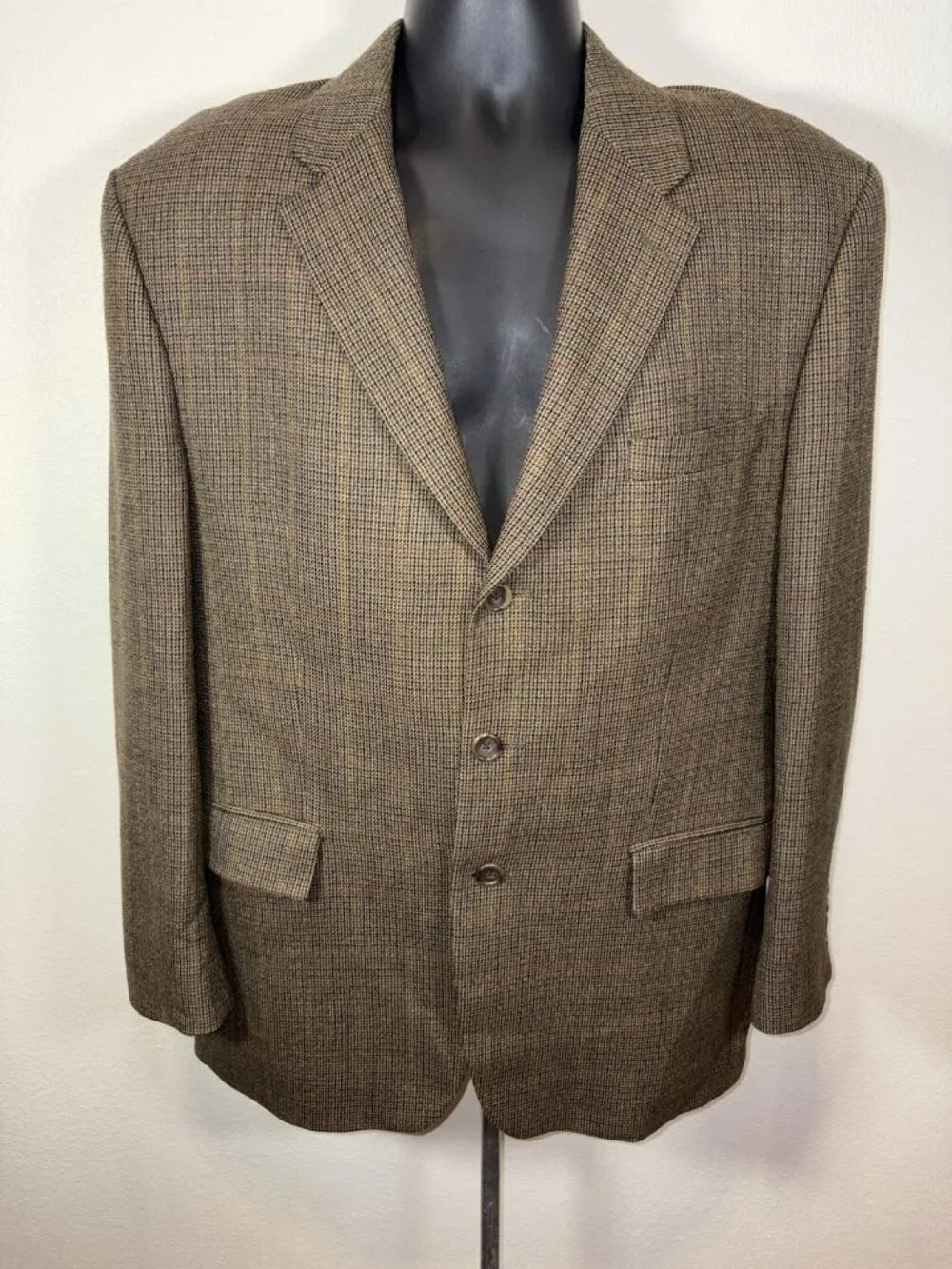Izod Woolmark Hounds Tooth 100% Wool Blazer Sport Coat Men 43 Regular